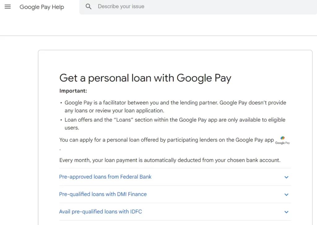 Google Pay App Loan Update