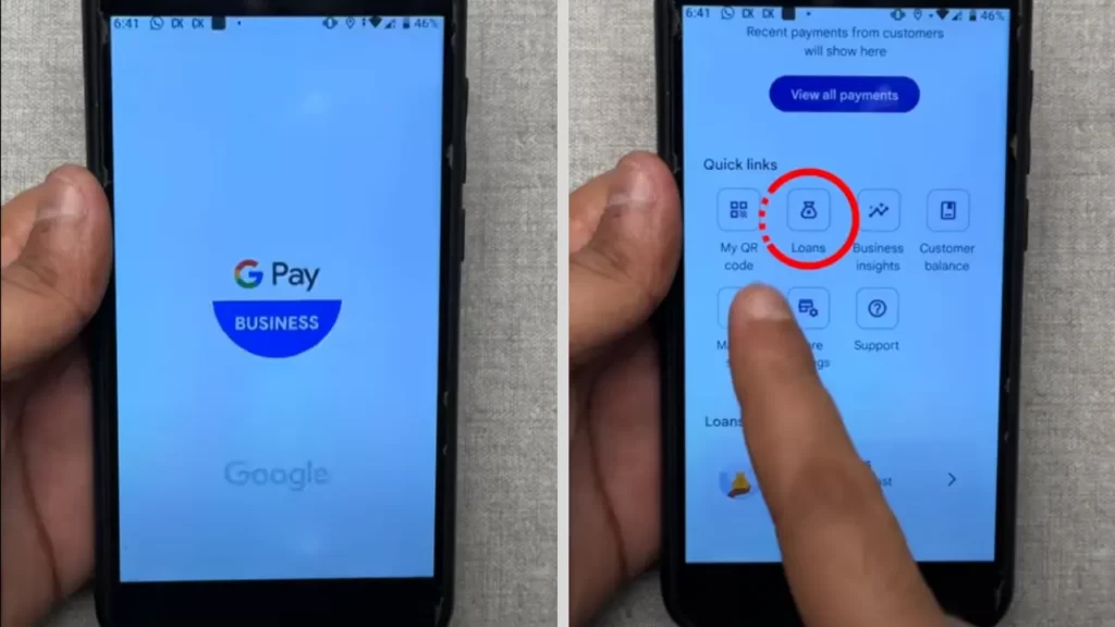 Google Pay Business Loan Step 1