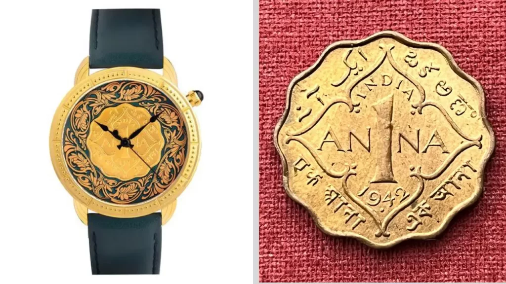 King George VI One Anna Coin Surrounded by Filigree Design Watch